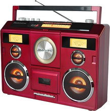 Load image into Gallery viewer, Studebaker Sound Station Portable Stereo Boombox with Bluetooth/CD/AM-FM Radio/Cassette Recorder (Red)
