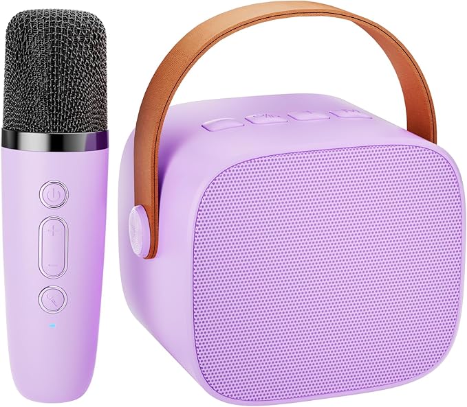 Karaoke Machine for Kids,Portable Bluetooth Speaker with Wireless Microphone, Gifts Toys for Girls 4, 5, 6, 7, 8, 9, 10 +Year Old Birthday Family Home Party(Purple)