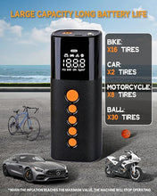 Load image into Gallery viewer, Bike Air Pump,Electric Mini Bike Tire Inflator,150 PSI Portable Pressure with Digital Pressure Gauge,Motorcycles,Road Bike,E-Bike,Ball,Versatile Valve and Auto Shut Off
