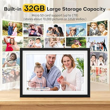 Load image into Gallery viewer, 32GB FRAMEO 10.1 Inch Smart WiFi Digital Picture Frame, 1280x800 HD IPS Touch Screen, Wall Mountable, Auto-Rotate Portrait and Landscape, Share Photos/Videos and Send Best Wishes via Free App
