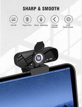 Load image into Gallery viewer, Full HD 1080P Webcam with Microphone, Adjustable FOV, Zoom, Software Control &amp; Privacy Cover, USB HD Computer Web Camera, Plug and Play, for Zoom/Skype/Teams (Pearl Black)
