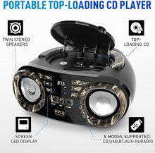 Load image into Gallery viewer, Pyle Portable CD Player Bluetooth Boombox Speaker-AM/FM Stereo Radio&amp;Audio Sound,Supports CD-R-RW/MP3/WMA,USB,AUX,Headphone,LED Display,AC/Battery Powered,Real Tree-Pyle PHCD59.5
