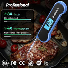 Load image into Gallery viewer, 0.5 Sec Instant Read Meat Thermometer Digital with ±0.5℉ Precision, 100% Waterproof Auto Flip Bright LCD Screen, Motion Sensing Food Thermometer for Cooking Kitchen Oven Grill Candy BBQ, Blue
