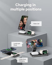 Load image into Gallery viewer, 3 in 1 Wireless Charging Station for Apple Devices, Foldable Magnetic MagSafe Charger Stand for iPhone 16/15/14/13/12 Series, Apple Watch, and AirPods (Black)
