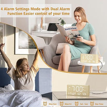 Load image into Gallery viewer, Digital Alarm Clock with Weekday/Weekend Mode, Dual Alarm,Adjustable Volume,Temperature &amp; Humidity Monitor, Calendar,5 Levels Dimmer,12/24H,Snooze,Battery Backup,Loud Alarm Clock for Heavy Sleeper
