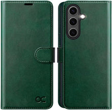 Load image into Gallery viewer, OCASE Compatible with Galaxy S25 Wallet Case, PU Leather Flip Folio Case with Card Holders RFID Blocking Kickstand [Shockproof TPU Inner Shell] Protective Phone Cover 6.2 Inch 2025, Blackish Green
