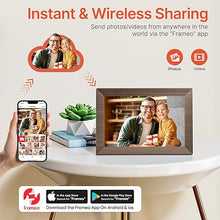 Load image into Gallery viewer, Frameo 10.1" Digital Picture Frame with 32GB Memory Wood WiFi Electronic Photo Frame 1280 x 800 IPS Touch Screen Auto-Rotate Slideshow Wall Mountable Share Photos/Video Remotely Anywhere
