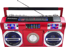 Load image into Gallery viewer, Studebaker SB2145R 80&#39;s Retro Street Bluetooth Boombox with FM Radio, CD Player, LED EQ, 10 Watts RMS Power and AC/DC in Red
