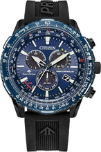 Load image into Gallery viewer, Citizen Eco-Drive Pilot Chronograph Watch with Atomic Timekeeping, 12/24HR, Power Reserve, Luminous Hands/Markers, Sapphire Crystal, Black/Blue
