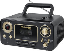 Load image into Gallery viewer, Studebaker Bluetooth Portable Stereo CD, AM/FM Stereo Radio and Cassette Player/Recorder (Black &amp; Gold)
