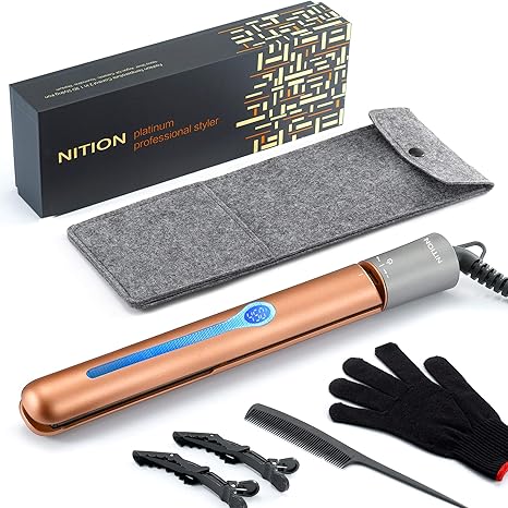 NITION Ceramic Tourmaline Flat Iron for Hair LCD 1