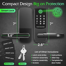 Load image into Gallery viewer, Home Smart Lock with Handle - Heavy Duty WiFi Door Lock Deadbolt with Fingerprint, Passcode, Key, App, Card Unlock Options -Keyless Entry Door Lock for Front Door Office Storage Rental
