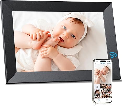 Digital Picture Frame Wi-Fi 10.1inch Smart Digital Photo Frame,Electronic Digital Picture Frames Load from Phone,1280x800 HD IPS Touch Screen-Share Photo/Video-Weather/Clock/Alarm-via Free APP-Black