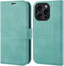 Load image into Gallery viewer, OCASE Compatible with iPhone 16 Pro Wallet Case, PU Leather Flip Folio Case with Card Holders RFID Blocking Kickstand [Shockproof TPU Inner Shell] Phone Cover 6.3 Inch 2024, Denim Green
