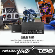 Load image into Gallery viewer, DS18 DX4 Deluxe Compact Full-Range Class D Advance Technology 4-Channel Amplifier 3000 Watts - Powerful and Compact Amp for Speakers in Your Motorcycle or Car Sound System
