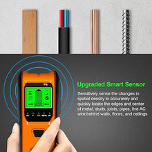 Load image into Gallery viewer, Stud Finder Wall Scanner, 5 in 1 Multifunction Stud Locator with Upgraded Smart Sensor, HD LCD Display and Audio Alarm for The Center &amp; Edge of Metal, Studs, AC Wire, and Pipe Detection (Orange)
