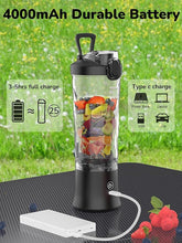 Load image into Gallery viewer, Portable Blender 20oz Large Capacity, 6 Blades Mini Blender for Shakes and Smoothies, BPA Free Personal Blender with Rechargeable USB, Fresh Juice Blender for On the Go, Black
