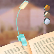 Load image into Gallery viewer, Gritin 9 LED Rechargeable Book Light for Reading in Bed - Eye Caring 3 Color Temperatures,Stepless Dimming Brightness,80 Hrs Runtime Small Lightweight Clip On Book Reading Light for Studying -Blue

