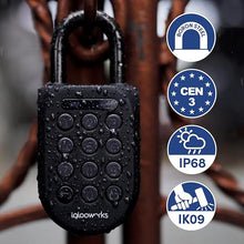 Load image into Gallery viewer, igloohome New Rugged Outdoor Smart Padlock 2E (SP2E) – Manage Access Remotely with Mobile App (iOS/Android) &amp; Dashboard – No WiFi Needed, CEN-3, IK-09 Certified, IP68 Waterproof &amp; 2-yr Warranty
