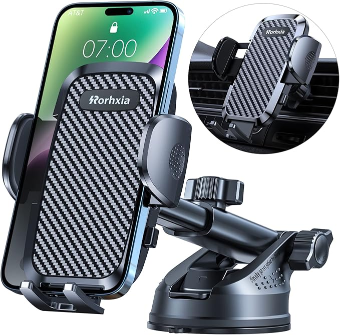 3-in-1 Phone Mount for Car [2024 Most Stable and Flexible Suction Cup] Vent Dashboard Windshield Cell Phone Holder Car Fit for iPhone 15 14 13 12 Pro Max Samsung S23 S22 S21 All Phone