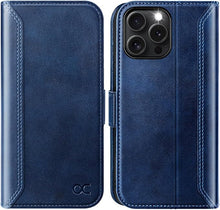 Load image into Gallery viewer, OCASE Compatible with iPhone 16 Pro Wallet Case, PU Leather Flip Folio Case with Card Holders RFID Blocking Kickstand [Shockproof TPU Inner Shell] Phone Cover 6.3 Inch 2024, Retro Blue
