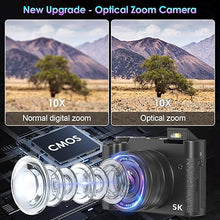 Load image into Gallery viewer, 5K Digital Camera, Optical Digital Zoom 64MP WiFi Camera for Photography &amp; Video, Autofocus Vlogging Camera for YouTube, Travel Digital Camera with 64GB Card, 2 Batteries
