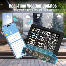 Load image into Gallery viewer, Raddy N80 Smart Wi-Fi Weather Station with APP Control, Indoor Outdoor Thermometer Wireless with 8 Inch Large Display, Sunset/Sunrise Time, PM2.5/AQI, UV Index, 4 Alarm Clock
