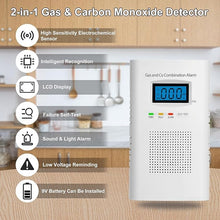 Load image into Gallery viewer, Combination Gas &amp; Carbon Monoxide Detectors - Plug in Carbon Monoxide Alarm &amp; Natural Gas Detector for Home, 2-in-1 Co Detector &amp; Combustible Gas Detector with Digital Display, Easy to Install
