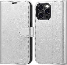 Load image into Gallery viewer, OCASE Compatible with iPhone 16 Pro Wallet Case, PU Leather Flip Folio Case with Card Holders RFID Blocking Kickstand [Shockproof TPU Inner Shell] Phone Cover 6.3 Inch 2024, Silvery
