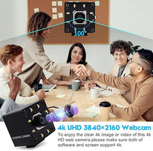 Load image into Gallery viewer, USB Camera 4K Autofocus Webcam High Resolution UHD 2160P USB Camera with 8pcs IR LEDs,100°No Distortion Lens Webcamera with IMX415 Sensor,30fps Plug and Play Web Cam for Video Conference
