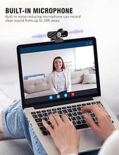 Load image into Gallery viewer, Full HD 1080P Webcam with Microphone, Adjustable FOV, Zoom, Software Control &amp; Privacy Cover, USB HD Computer Web Camera, Plug and Play, for Zoom/Skype/Teams (Pearl Black)
