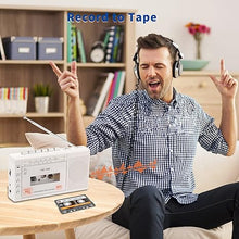 Load image into Gallery viewer, Cassette Player Recorder Walkman, Cassette to Digital Converter via USB or Micro SD Card, Powered by AC or 4 AA Battery, AM FM Radio Tape Recorder with Build-in Speaker and Earphone Jack
