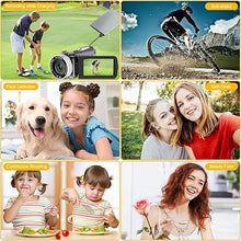 Load image into Gallery viewer, Video Camera Camcorder 4K 60FPS 48MP YouTube Camera with Wireless Lavalier Mic &amp; External Mic for Vlogging, Ultra HD 3“ Screen 18X Digital Zoom Video Recorder Camera with 32GB SD Card, Remote Control
