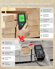 Load image into Gallery viewer, Pinless Moisture Meters Non-Invasive Digital Wood Moisture Tester Water Leak Detector for Wall,Lumber, building,Firewood,Humidity Tester (Green)
