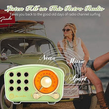 Load image into Gallery viewer, Retro Bluetooth Speaker, Vintage Radio-Greadio FM Radio with Old Fashioned Classic Style, Strong Bass Enhancement, Loud Volume, Bluetooth 5.0 Wireless Connection, TF Card and MP3 Player (Green)
