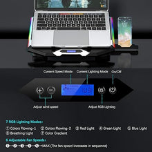 Load image into Gallery viewer, TopMate C11 Laptop Cooling Pad RGB Gaming Notebook Cooler, Laptop Fan Stand Adjustable Height with 6 Quiet Fans and Phone Holder, Computer Chill Mat, for 15.6-17.3 Inch Laptops - Blue LED Light
