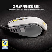 Load image into Gallery viewer, Corsair M65 RGB Elite - FPS Gaming Mouse - 18,000 DPI Optical Sensor - Adjustable DPI Sniper Button - Tunable Weights - White
