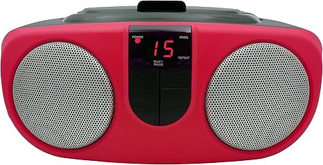 PROSCAN ELITE Portable Cd Player with Am/FM Radio Boombox (Red)