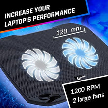 Load image into Gallery viewer, KLIM Pro Laptop Cooling Pad - NEW 2024 - Powerful Rapid Action Laptop Cooler - Sturdy Laptop Stand with Fan - Ventilador para laptop - Portable and Quiet - 2 USB Ports - PC Mac - 10-15.6&quot; -Black/White
