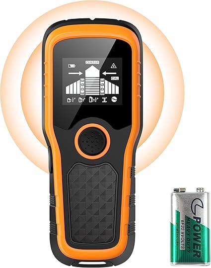 Stud Finder Wall Scanner, Advanced 5-in-1 Detector for Wood, Metal, Joists, Pipes, and AC Wires, Upgraded Intelligent Chip, High-Definition LCD Display, and Audible Alarm