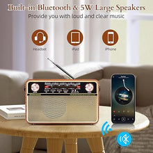 Load image into Gallery viewer, Portable AM FM Radio, Dmyond Rechargeable Small Bluetooth Speaker Portable Radio, Shortwave Radio with, AC, Operated Radio, Loud Speaker, Support AUX/TF Card/USB Playing for Home Outdoor
