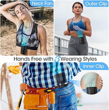 Load image into Gallery viewer, 2024 AI Portable Fan Rechargeable, 4 Speeds 6600RPM Strong Airflow, Personal Waist Fan with up to 25H of Working Time, Hands-Free Hanging Neck Fan, Wearable Belt Fan for Camping, Outdoor, Jobsite
