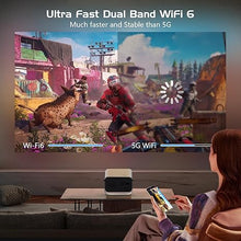 Load image into Gallery viewer, ?Auto Focus/Keystone?4K Projector with WiFi and Bluetooth, 360° Rotating Movie Projector, Portable Projector with 400 ANSI, Outdoor Projector for Phone/PC/TV Stick/DVD/USB/HDMI
