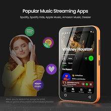 Load image into Gallery viewer, TIMMKOO 80GB Kids MP3 Player with Bluetooth and WiFi, Parental Controls, Pre-Installed Spotify, Spotify Kids, Audible, 4&quot; Touch Screen MP4 Music Player Up to 1TB (Orange)
