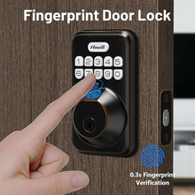 Load image into Gallery viewer, Fingerprint Door Lock, Zowill Keyless Entry Door Lock Keypad Deadbolt with 20 Biometric Fingerprints, 20 User Codes, Auto Lock, Anti-Peeping Password, IP54 Waterproof, Easy Installation Smart Lock
