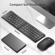 Load image into Gallery viewer, Acoucou Foldable Keyboard and Mouse Combo, Wireless Keyboard and Mouse Set, Portable Travel Keyboard for Tablet Smartphone Laptop, Compatible with Mac/iOS Windows Android System-3 Bluetooth Channels
