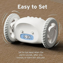 Load image into Gallery viewer, CLOCKY Extra Super Loud Alarm Clock for Heavy Sleepers Adults Kids Teens Bedroom, Move Jump Roll Run Away Easy to Set Smart Digital Alarm Clock on Wheels -Funny Gag Gift (White)
