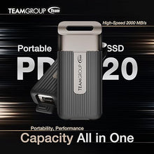 Load image into Gallery viewer, TEAMGROUP PD20 1TB Portable External Solid State Drive SSD Read up to 2000MB/s USB 3.2 Gen2x2 Type-C Waterproof Dustproof IP54 TPSEG5001T0C102
