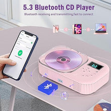 Load image into Gallery viewer, Portable CD Player with Bluetooth 5.3 Transmitter, Rechargeable CD Player with Speakers, Anti-Skip CD Players for Home with FM Radio, LCD Display, Dual Stereo, Support AUX/USB, Kids CD Player, Gifts
