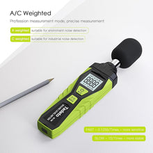 Load image into Gallery viewer, Decibel Meter, Tadeto Digital Sound Level Meter Portable SPL Meter 30dB to 130dB MAX Data Hold with LCD Display Backlight A/C Weighted for Home Factories
